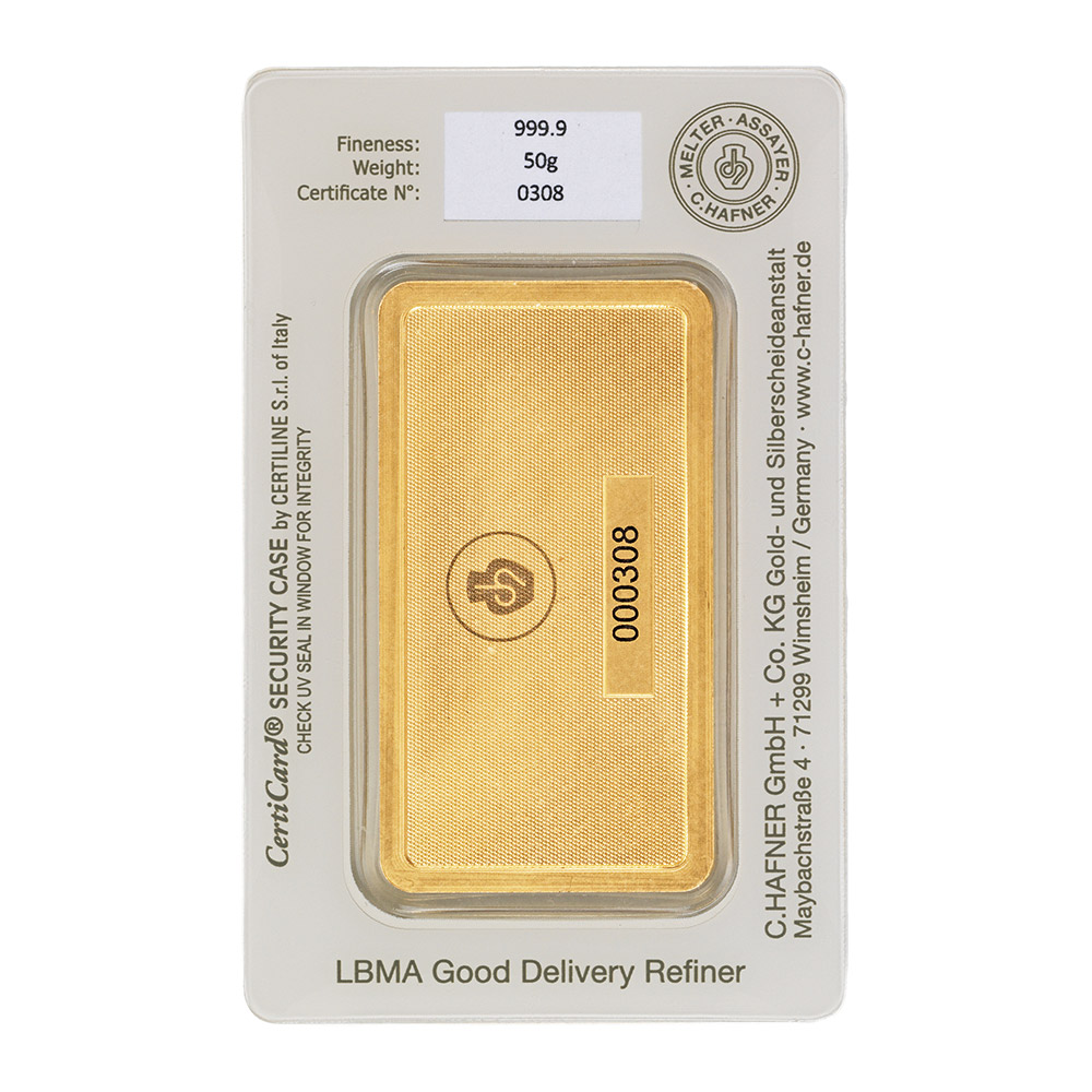 24K GOLD BAR C.HAFNER 20 G