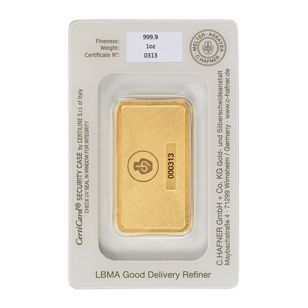 24K GOLD BAR C.HAFNER 1 Oz