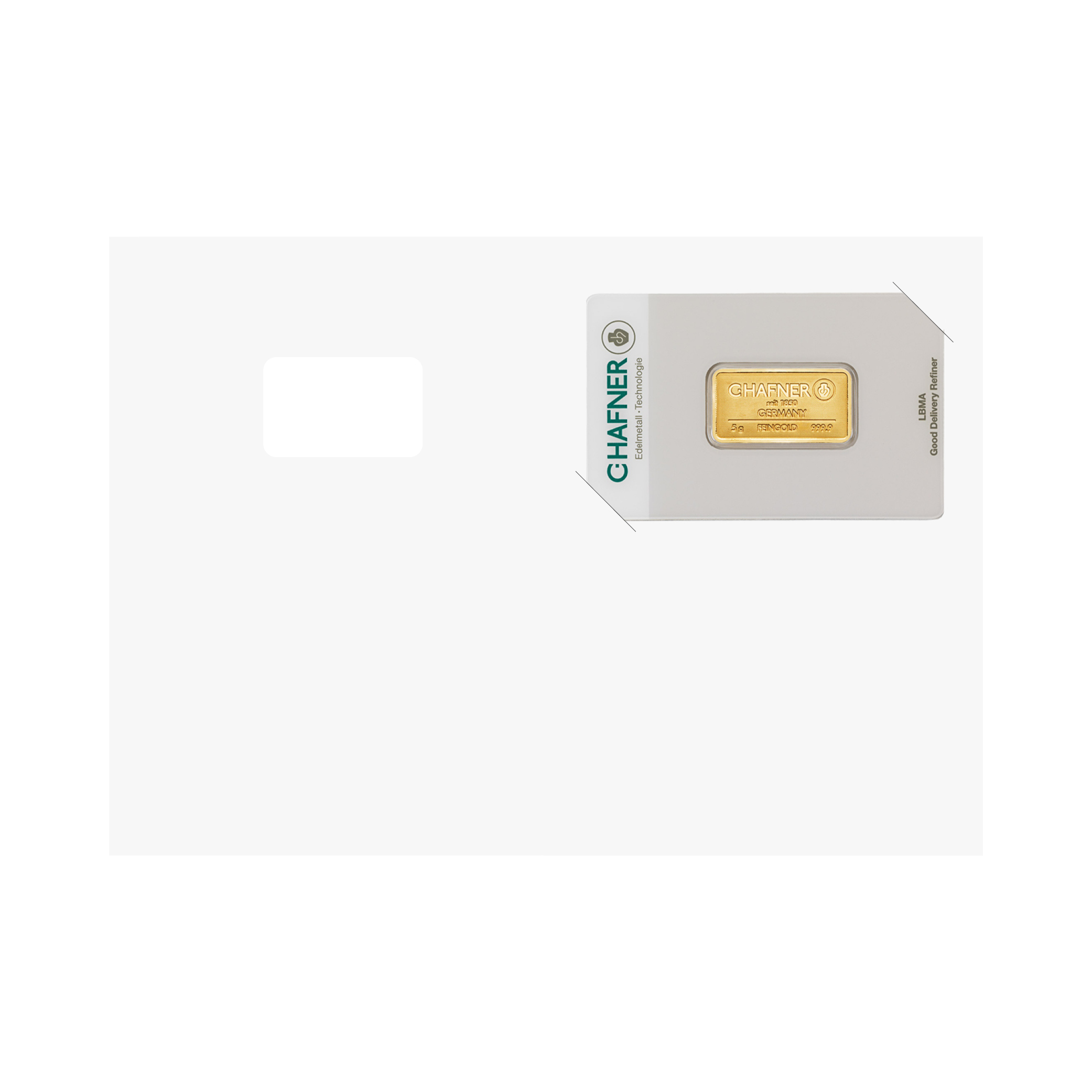 24K GOLD BAR C.HAFNER 5 G + SLEEVE BLUE