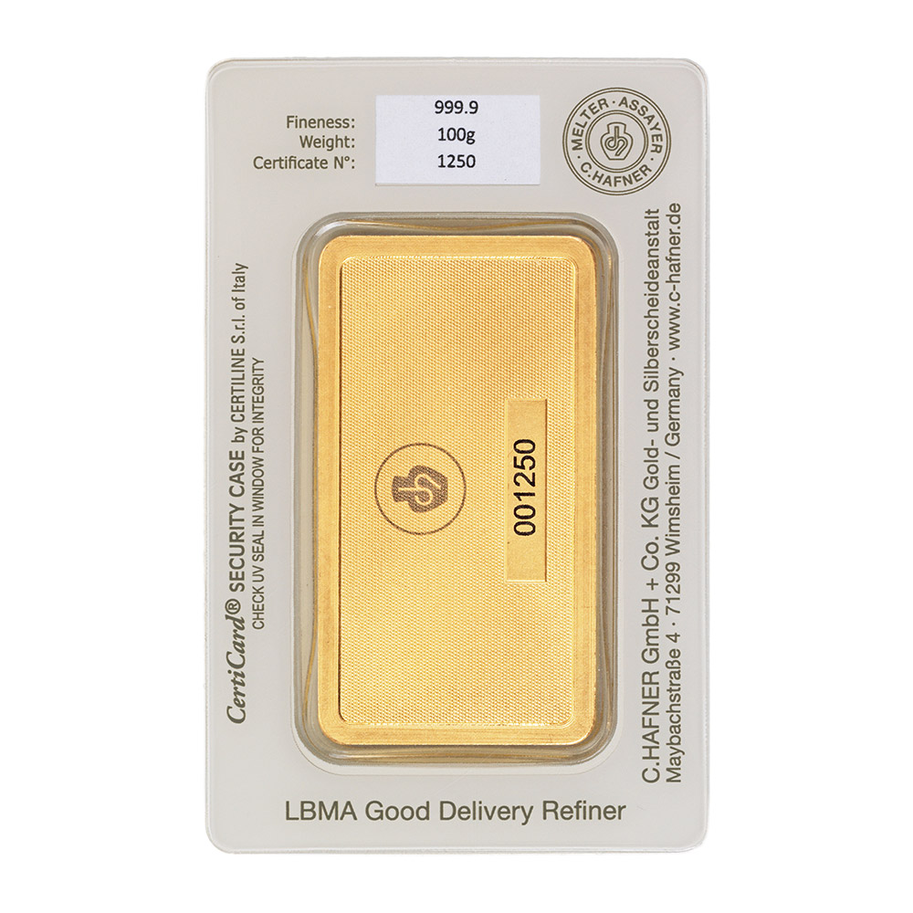 24K GULDTACKA C.HAFNER 100 G