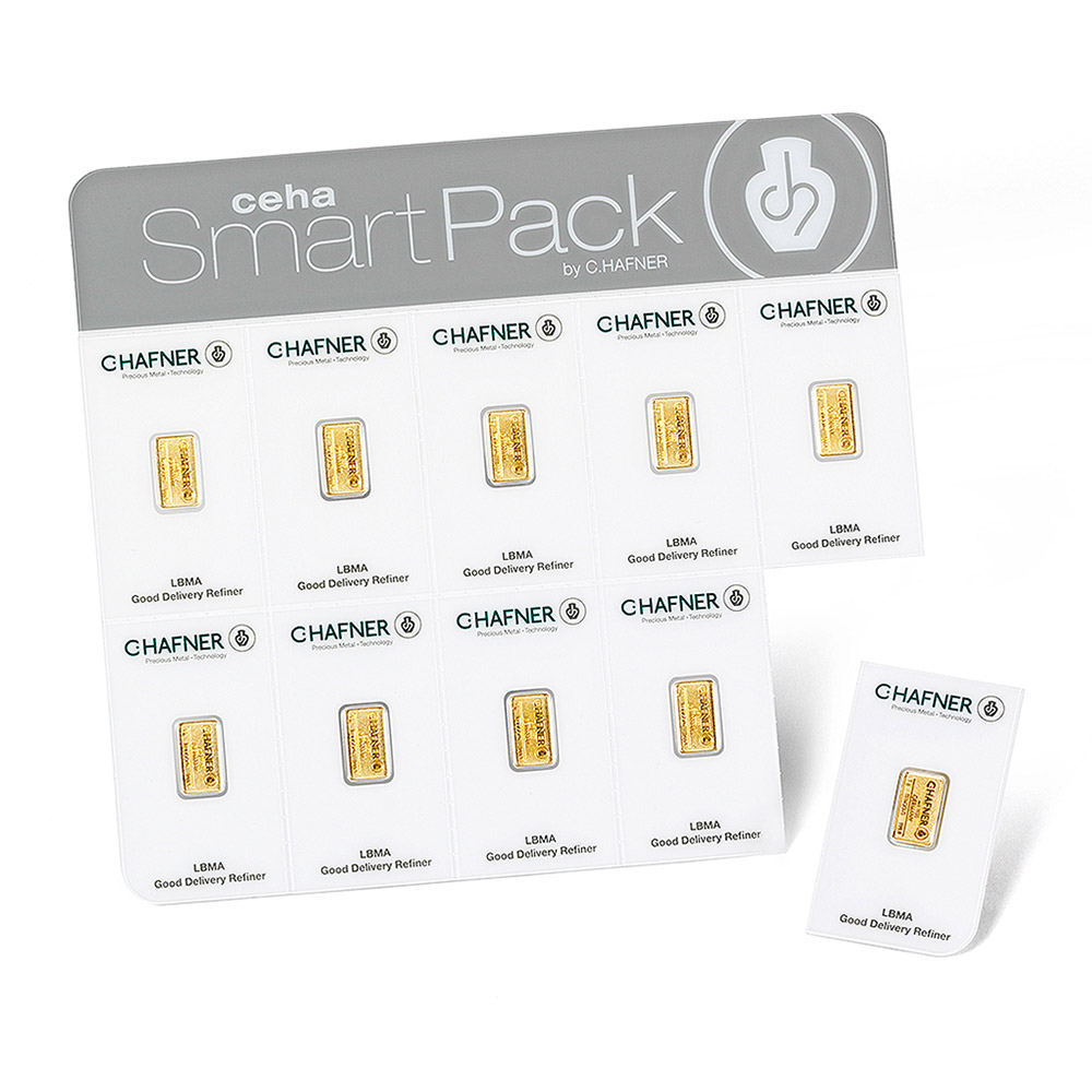 24K GOLD BAR C.HAFNER 10 X 1 G SMARTPACK